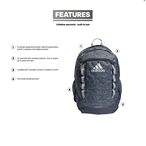 🆕Adidas Excel V Backpack - Picture 2 of 9